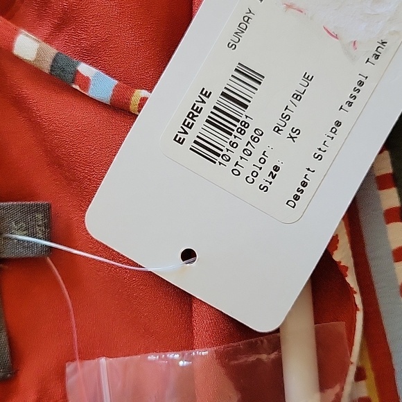 NWT Evereve Sunday in Brooklyn  Desert Stripe Tiered Tassel Tank Top XS - Picture 12 of 13